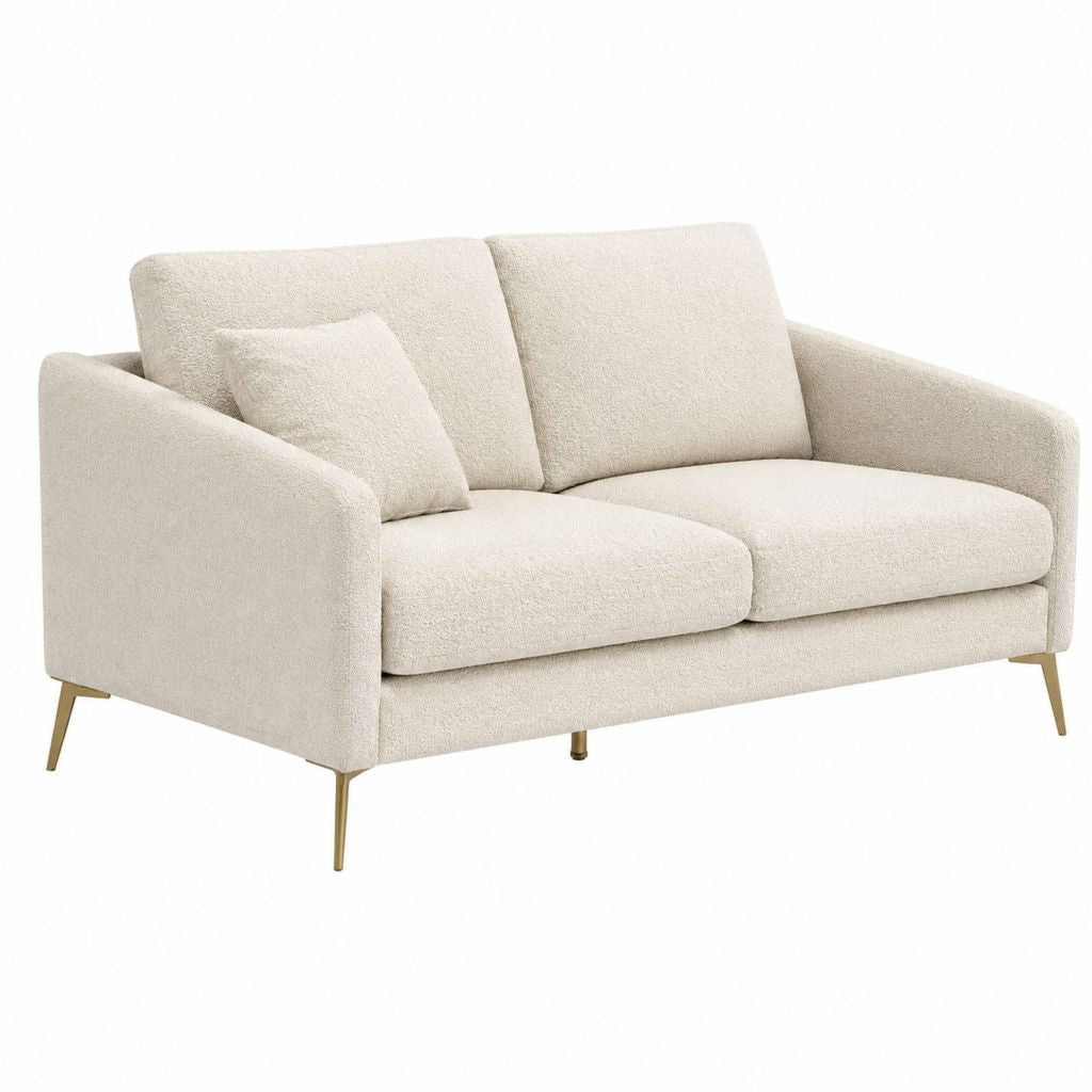 2-Sitzer Sofa Cremeweiß Polyester-Bouclé Gerade 160 x 88 x 82 cm
