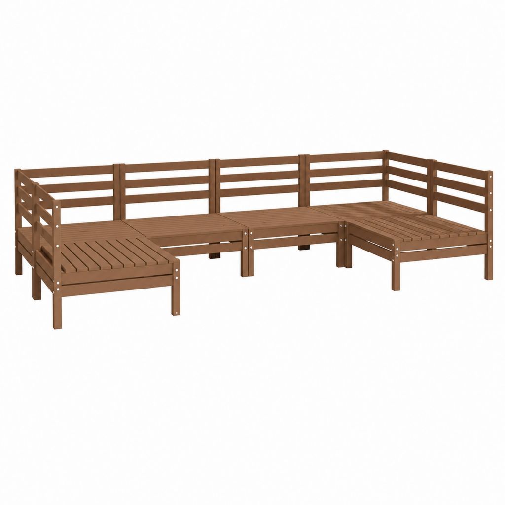 3-teiliges Garten-Loungesofa Braun aus massivem Kiefernholz 210 x 210 x 67 cm