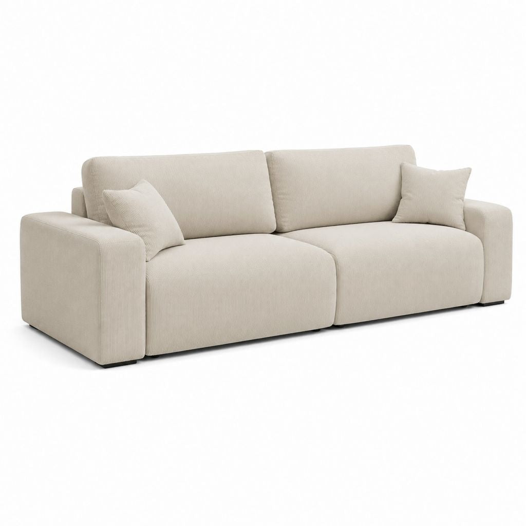 3-Sitzer Sofa Creme Polyester-Cord Gerade 240 x 100 x 78 cm