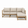Modulares Garten-Loungesofa 3-teilig Beige Akazienholz Polyester L-Form 244 x 150 x 70 cm