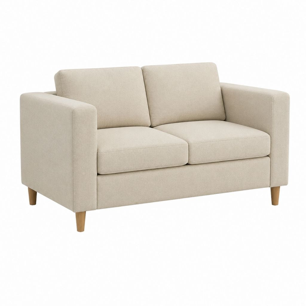 2-Sitzer Sofa Beige aus Polyester rechteckig 140 x 85 x 85 cm