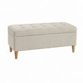 Sitzbank mit Stauraum Beige Polyester Rechteckig 120 x 45 x 45 cm