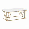 Couchtisch Weiß Gold MDF Stahl rechteckig 100 x 50 x 45 cm