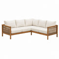 Garten Ecksofa Set Beige aus Akazienholz mit Seilbespannung 230 x 230 x 75 cm