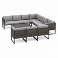 Gartenlounge Set Grau Aluminium PE-Geflecht L-Form 350 x 280 cm mit Couchtisch 110 x 60 x 42 cm