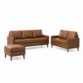 Sofagarnitur 3-2-Sitzer mit Hocker Cognacbraun PU-Kunstleder Rechteckig 210 x 86 x 84 cm