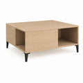 Couchtisch mit Schiebetür Eichenholzdekor Spanplatte rechteckig 100 x 60 x 45 cm