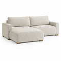 Ecksofa mit Recamiere Beige Polyester L-Form 240 x 160 x 85 cm