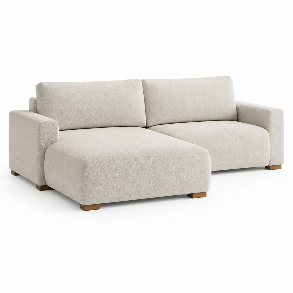 Ecksofa mit Recamiere Beige Polyester L-Form 240 x 160 x 85 cm