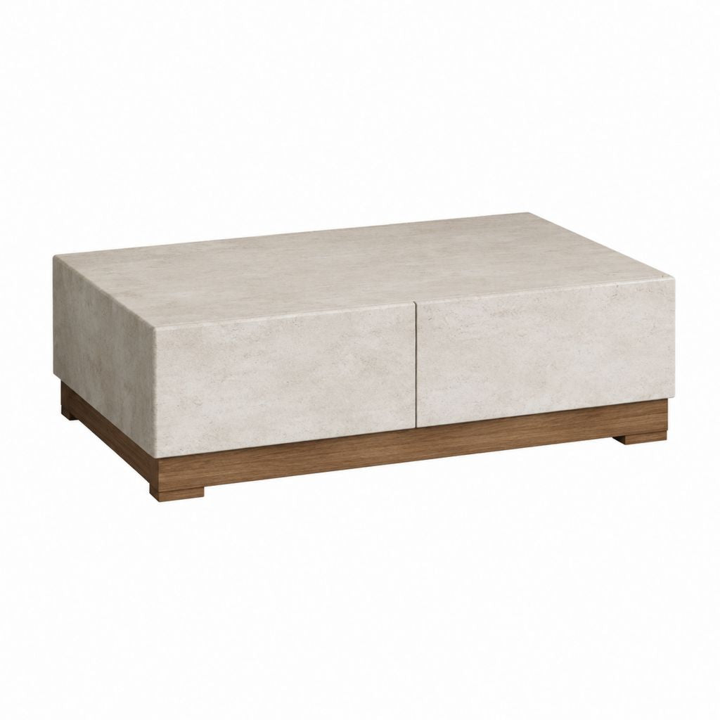 Couchtisch mit 2 Schubladen Betonoptik Walnuss rechteckig 100 x 60 x 35 cm