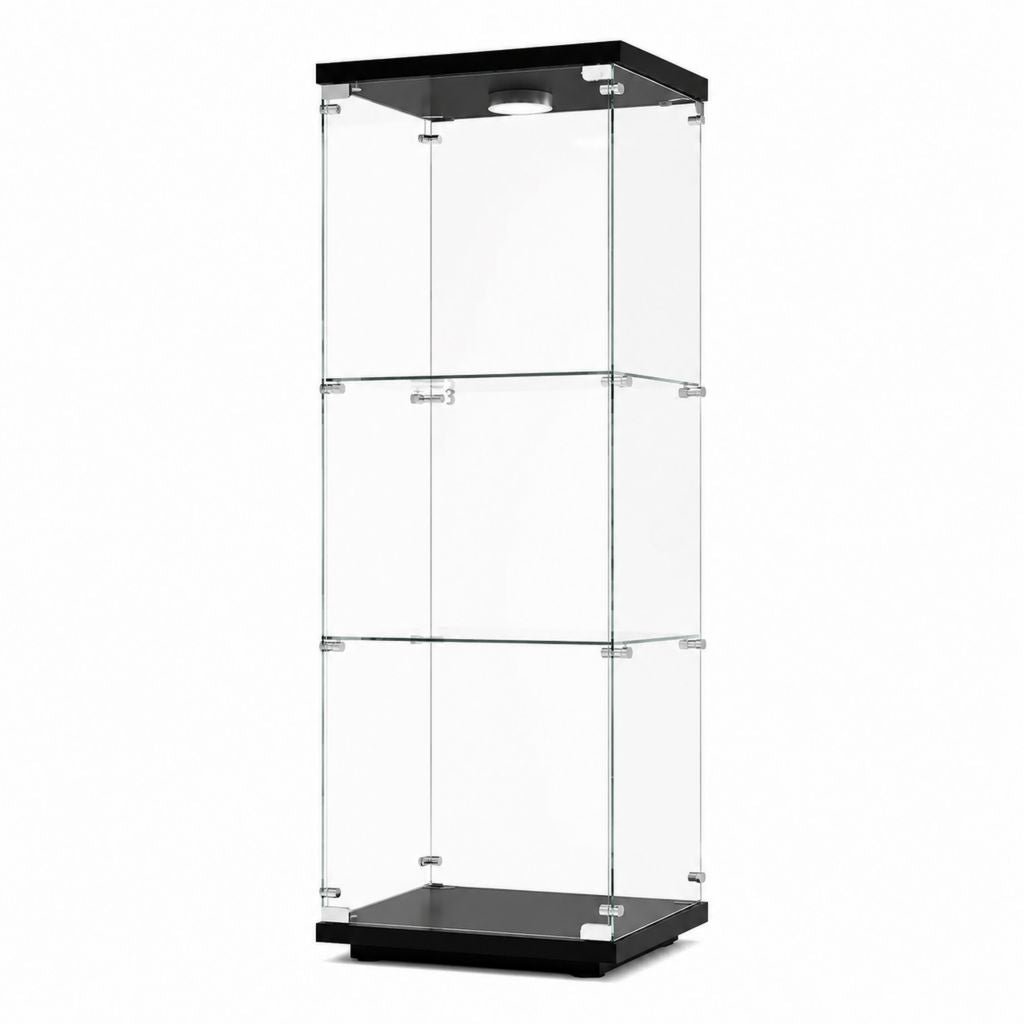 Glasvitrine Schwarz aus ESG-Sicherheitsglas 43 x 37 x 160 cm