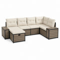7-teiliges Gartensofa Set Beige Aluminium WPC Eckform 280 x 210 x 85 cm