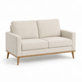 2-Sitzer Sofa Beige Polyesterbezug Rechteckig mit Massivholzgestell 145 x 82 x 83 cm