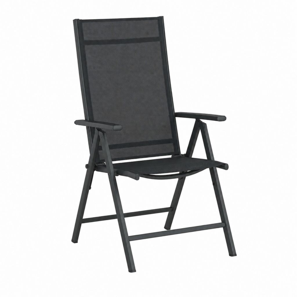 Klappbarer Gartenstuhl Hochlehner Schwarz Stahl Textilene 58 x 65 x 107 cm