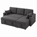 3-Sitzer Schlafsofa Dunkelgrau aus Polyester-Cord mit Stauraum und Ausziehbett 220 x 145 x 90 cm