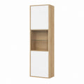 Standvitrine Wohnzimmerschrank Eichefarben Weiß Spanplatte Rechteckig 40 x 30 x 180 cm