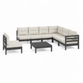 5-teiliges Gartenlounge Set mit Ecksofa Sessel und Couchtisch Schwarz Creme Aluminium 250 x 190 cm